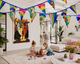 Puk Art® | Stoffen Slinger | Regenboog | Dubbelzijdig • 12 meter