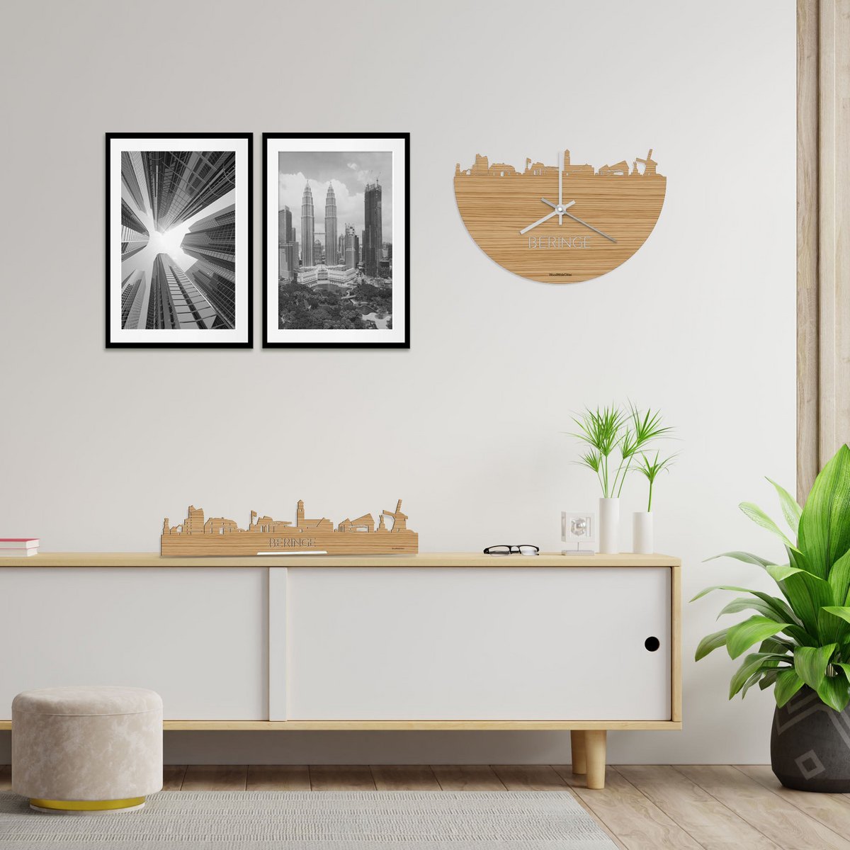 Skyline-Uhr Beringe Bambus