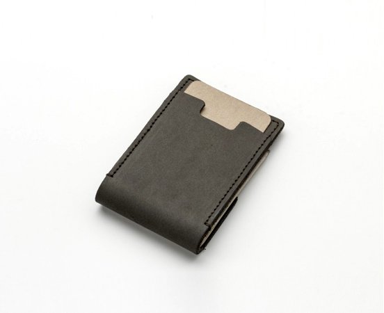 Leather money clip with integrated card holder