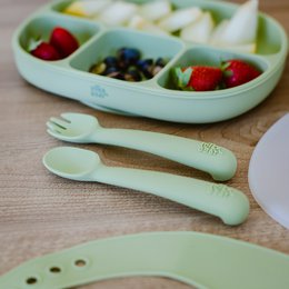 Siliconenlepel en vork van Olive Green