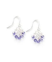 Orecchini in filigrana a cuore rodiato e tanzanite