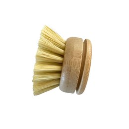 Reusable bamboo dish brush with interchangeable head