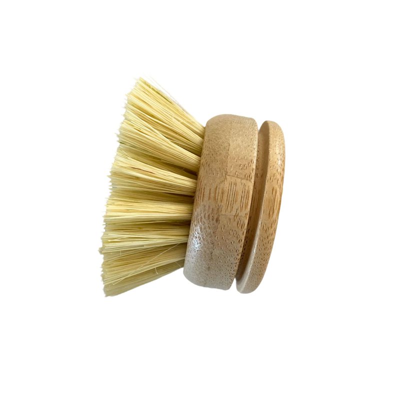 Reusable bamboo dish brush with interchangeable head
