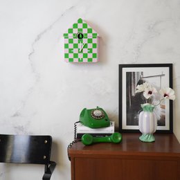 Orologio- Orologio da parete Cuculo- Pattern- verde/rosa- 24x27x9cm