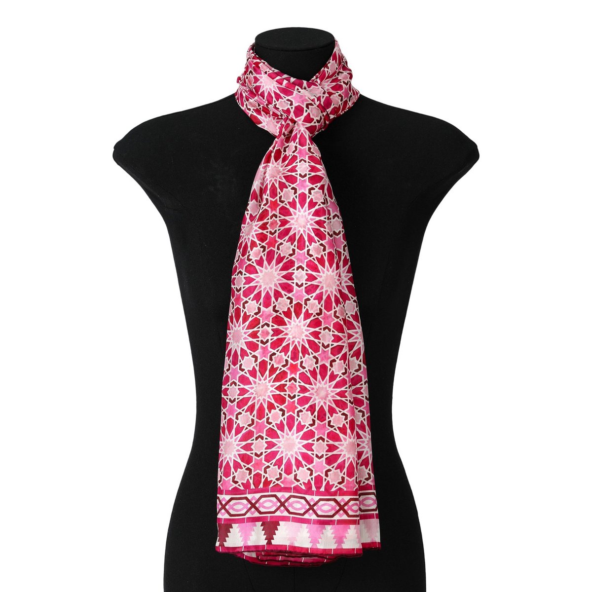 Large Pink Silk Scarf with Zelig Print