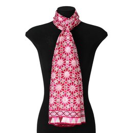Grande sciarpa di seta rosa con stampa Zelig