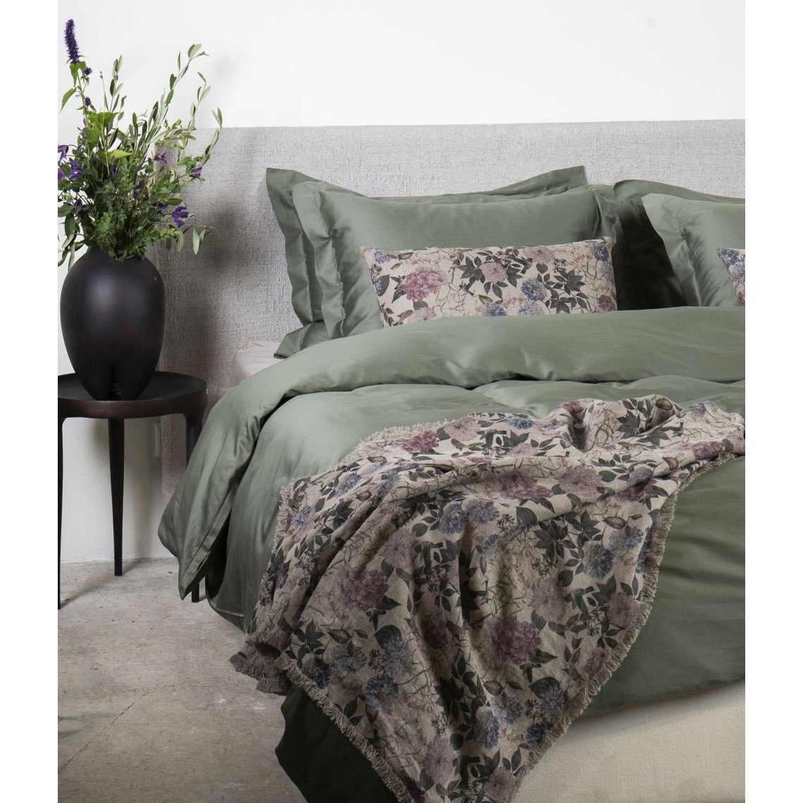 Satijnen beddengoedset Solid Green Tree