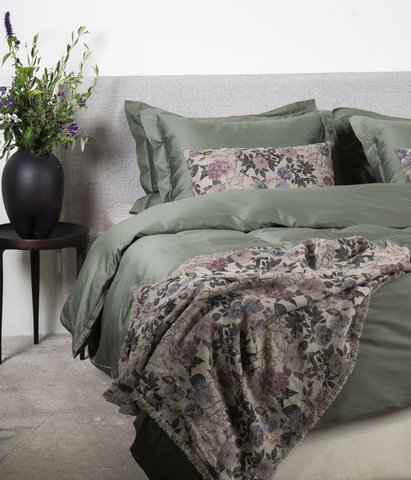 Satijnen beddengoedset Solid Green Tree