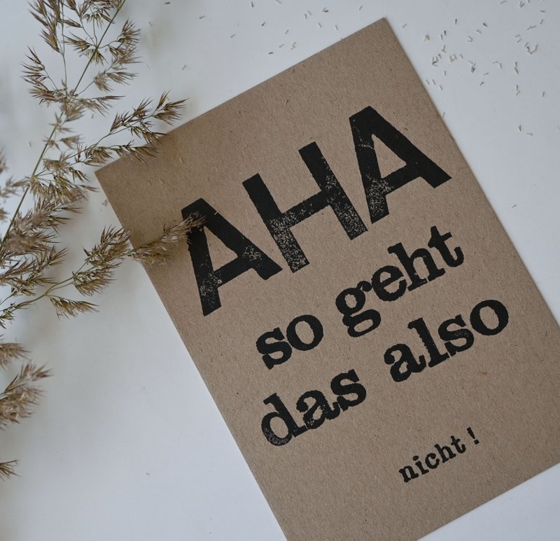 Stamped Postcard "AHA"