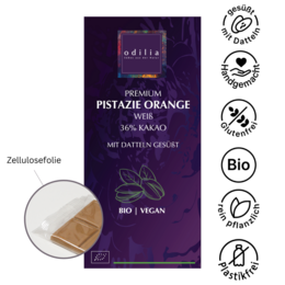 Biologische premium pistache-sinaasappelchocolade
