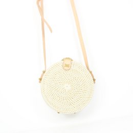 Pulau - Bali -tas van witte kinderen - Kleine ronde rotan tas voor kinderen 15 cm