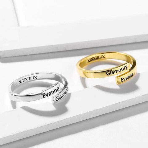 Vollsilberner 2-Namen-Ring – Ring aus Sterlingsilber