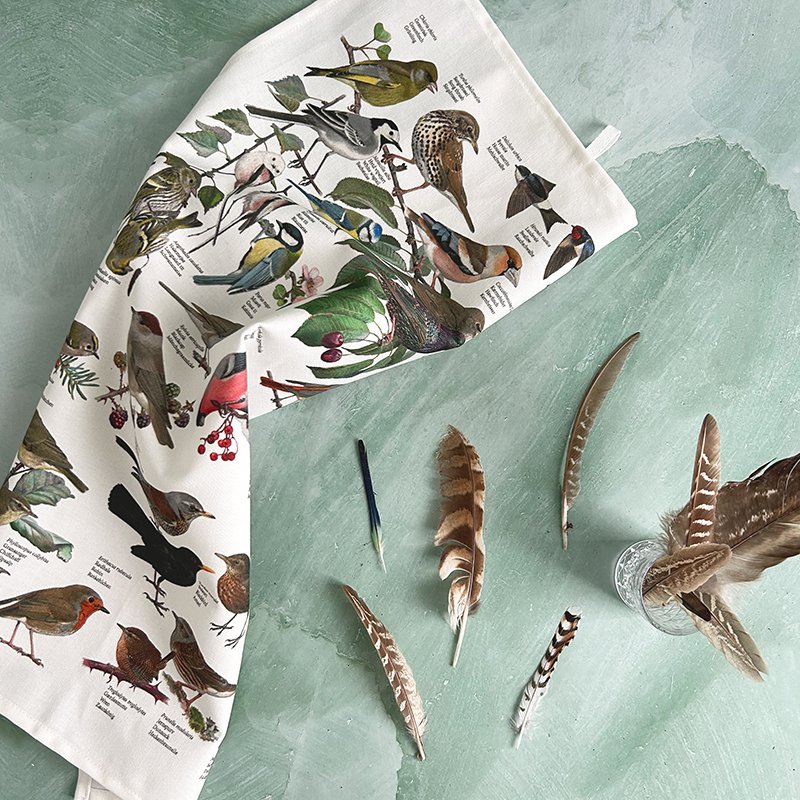 Organic tea towel - Garden birds