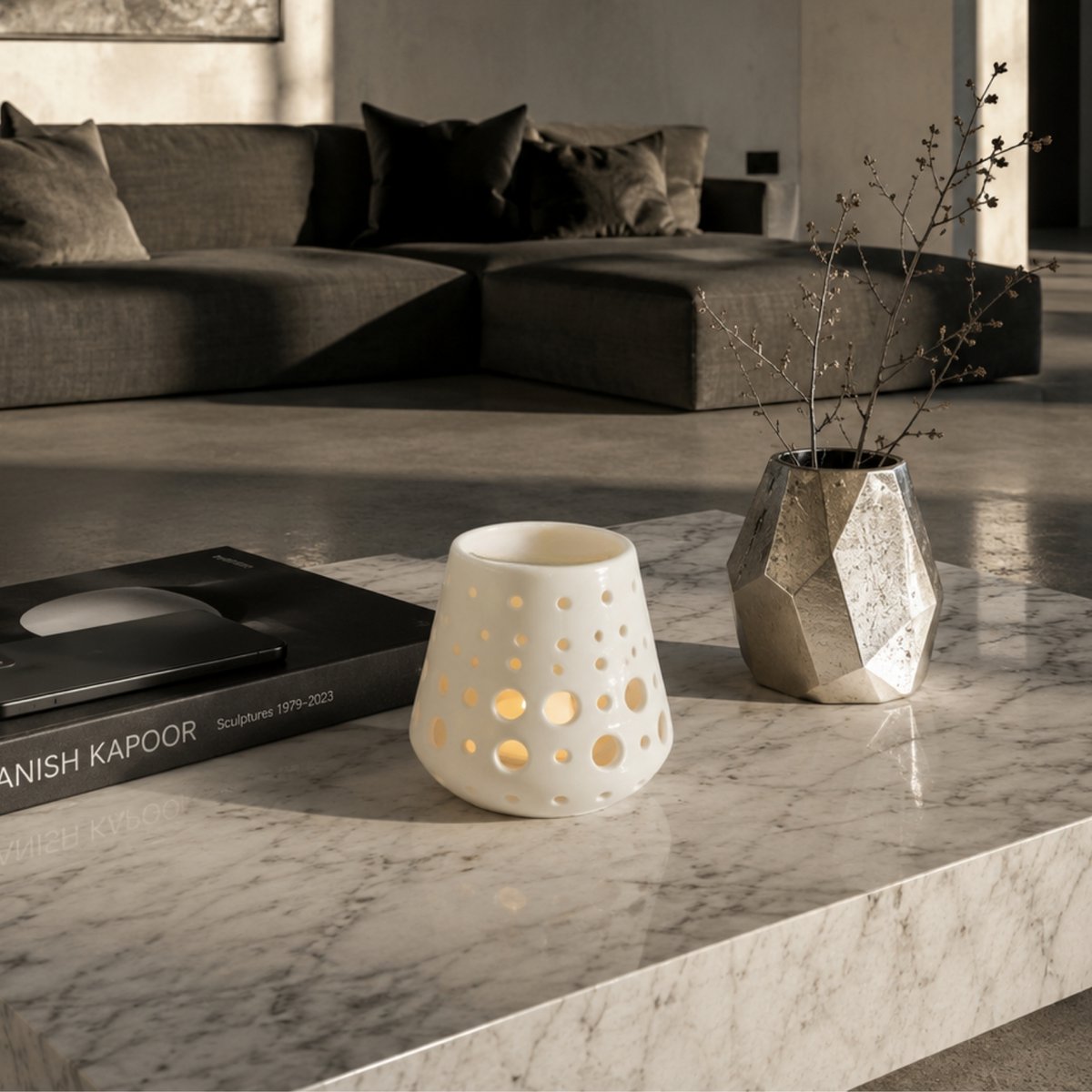 Brûle Parfum – Loob Blanc – Bougeoir Céramique Laquée – Accessoire Diffusion Saine – Cires Parfumées, Huiles Essentielles – Objet Déco