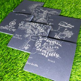 Premium Lord of the Rings Slate Coaster Set, Fantasy Geek Home Nerd Decor, Tolkien Fan Housewarming