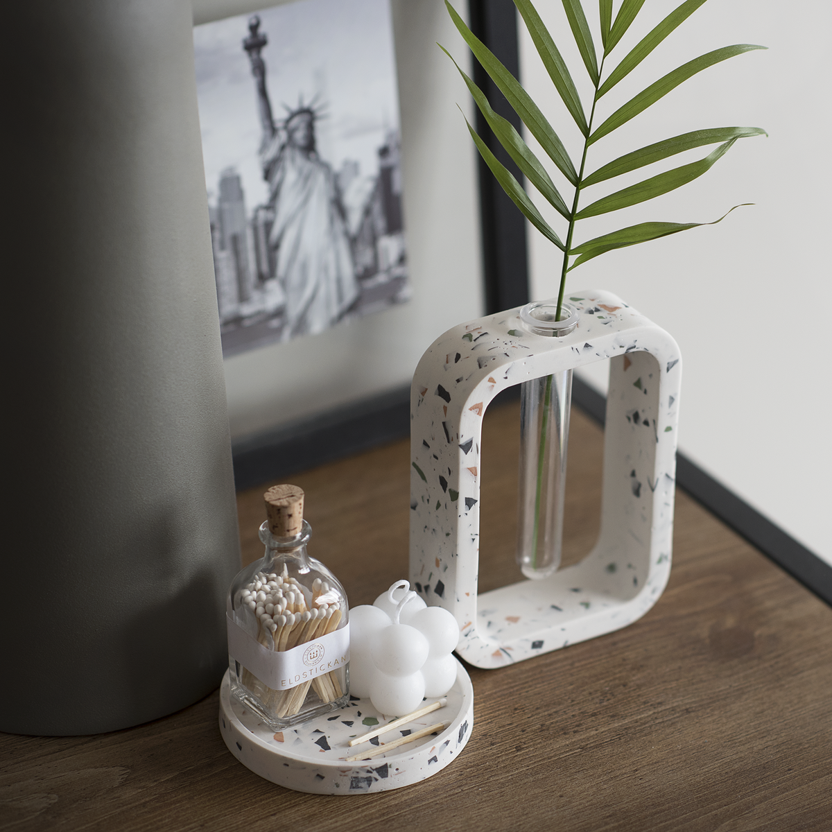 Jesmonite Terrazzo Rechthoekige Stam Vaas