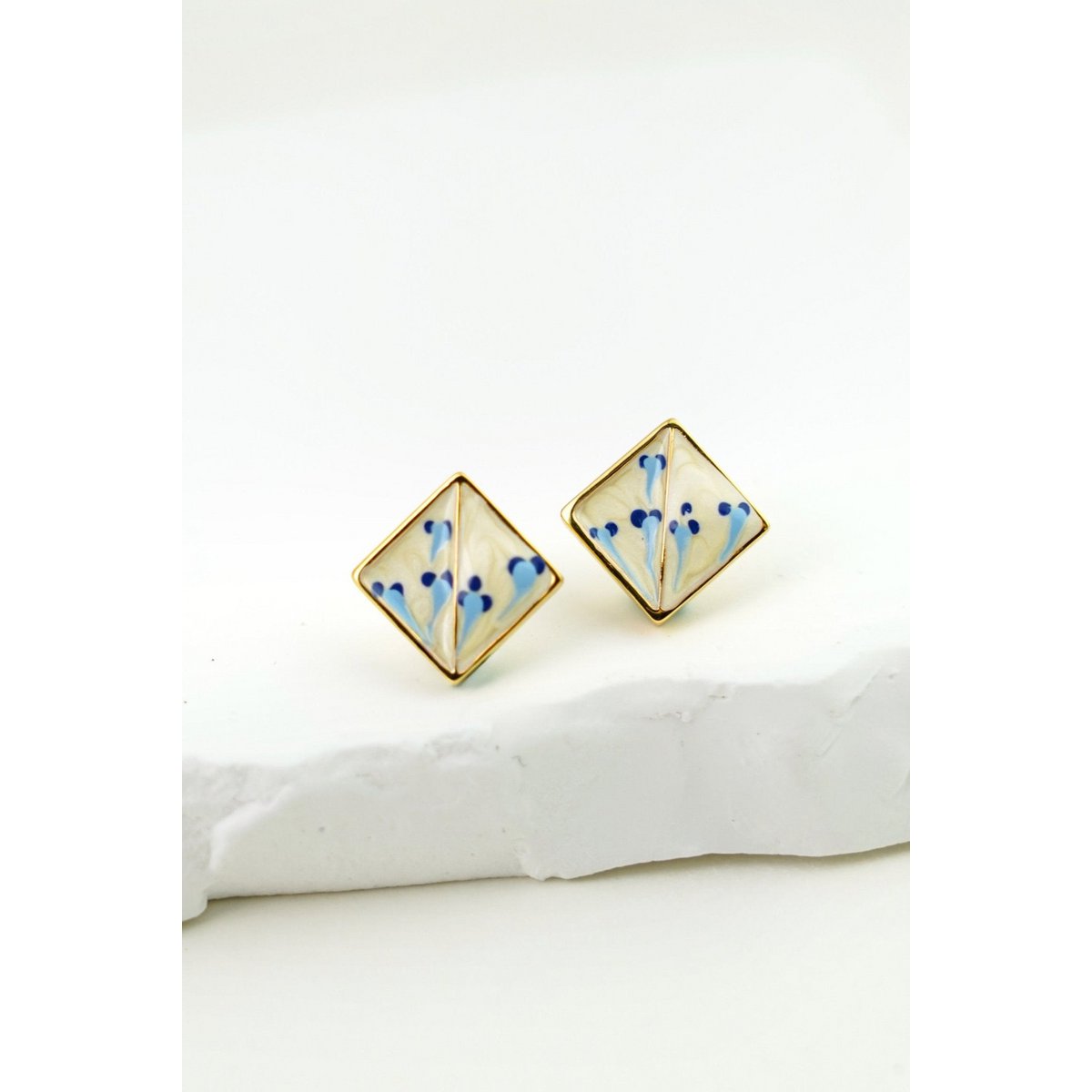 Varia Enamel Earrings – detachable Lapis & Pearl drop