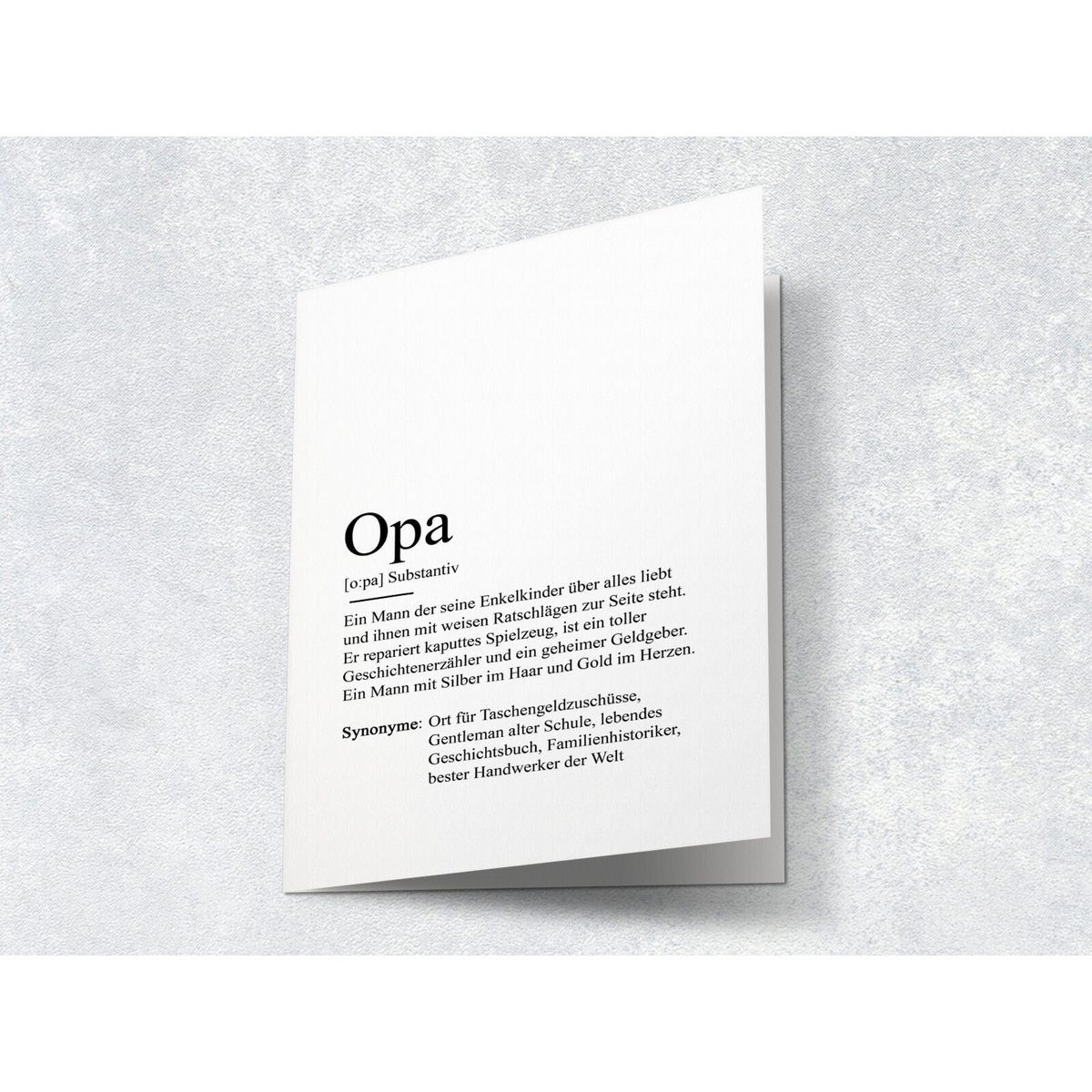 Definitie "opa" wenskaart