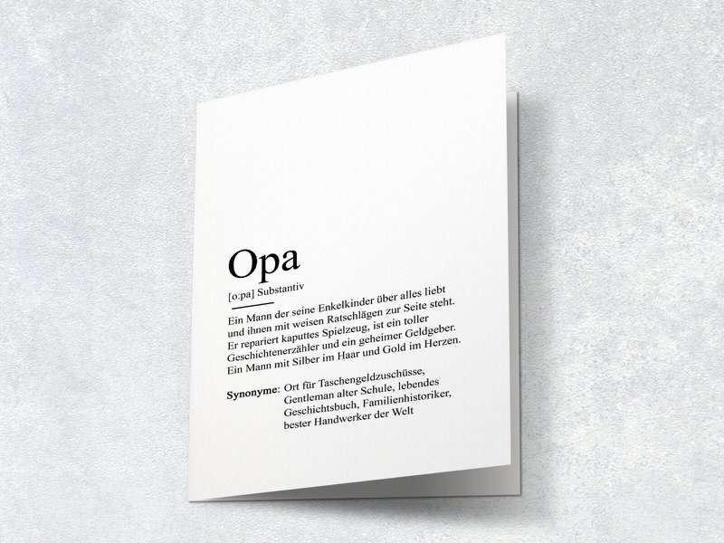 Definitie "opa" wenskaart