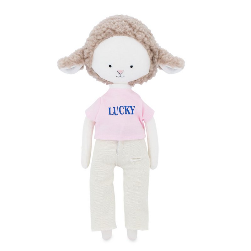 Cotton Soft Toy, Cotti Motti - Zoe The Sheep: Wide Jeans + Bonus Mermaid Tale (30 cm)