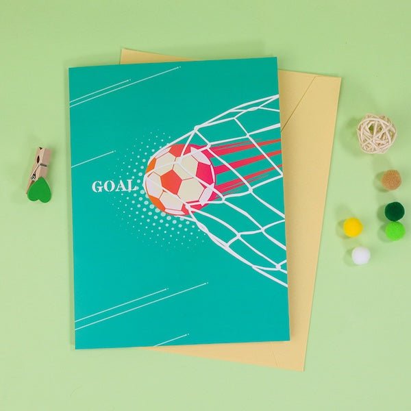 Football Goal 3D Pop-Up Card for Dad, Him & Soccer Fans