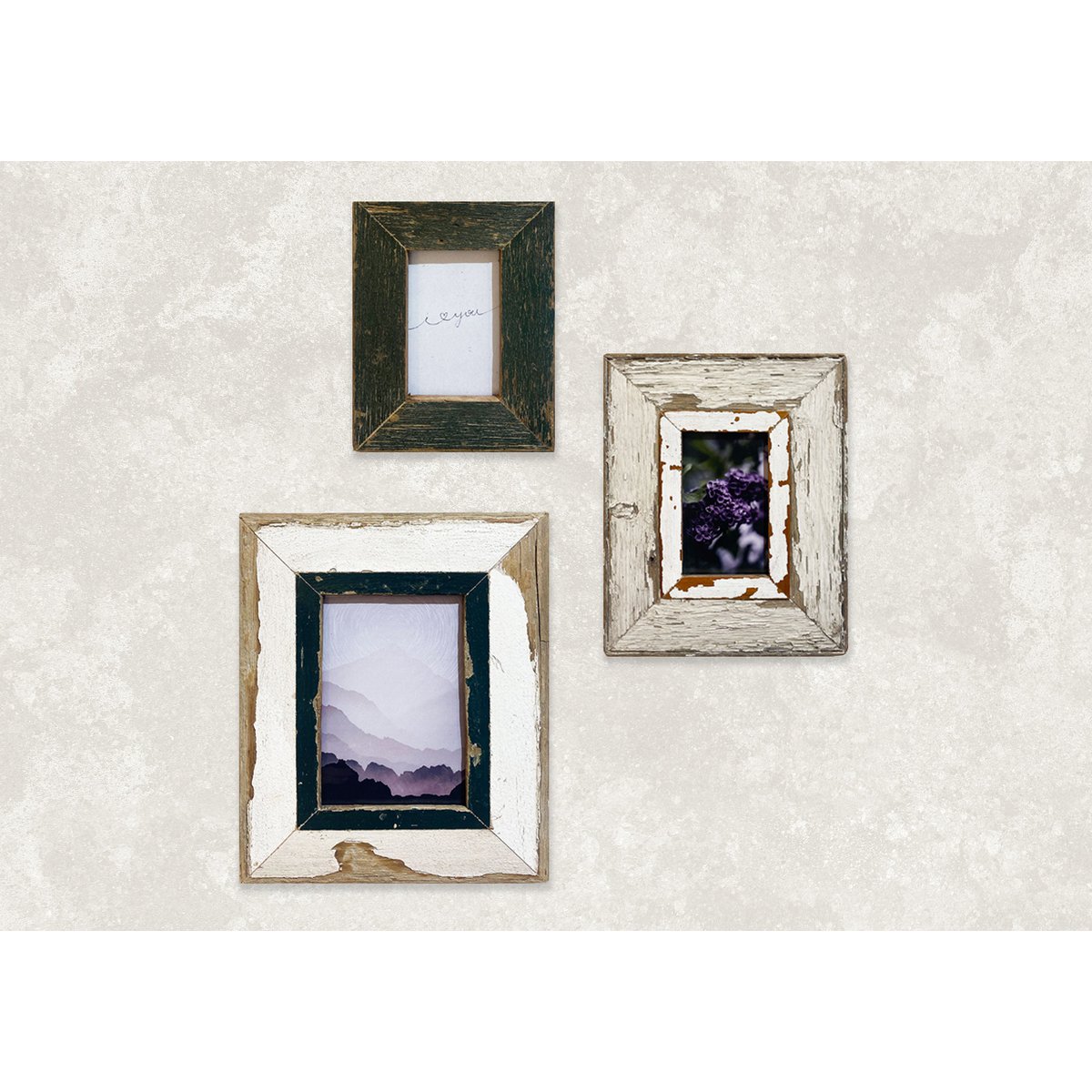 Violette - Composition of 3 reclaimed wood frames