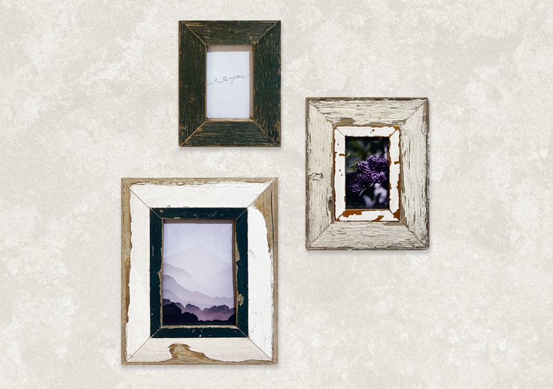 Violette - Composition of 3 reclaimed wood frames