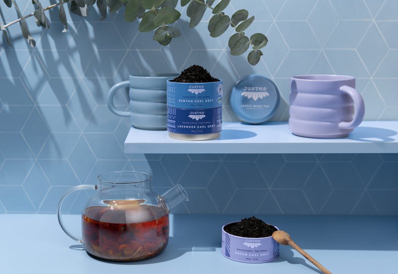 Justea | Trio de thé Earl Grey | Stapelbare Blikjes | Kenyan Earl Gray | Lavande Earl Gray | Crème Earl Grey