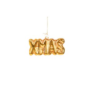 Ornament Xmas Hanger XMAS -Gold - Glass - 4,5x3,5x7,5cm