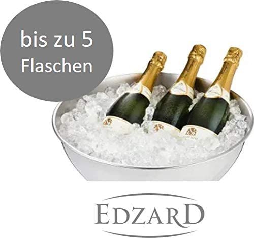 Enfriador de champán EDZARD Cara, acero inoxidable pulido de alto brillo, martillado, diámetro 40 cm, altura 21 cm