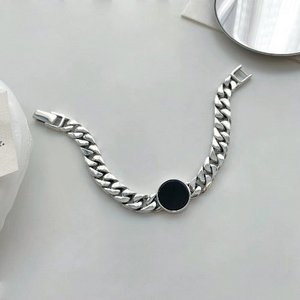 Sterling zilveren Cubaanse kettingarmband - zwarte onyx