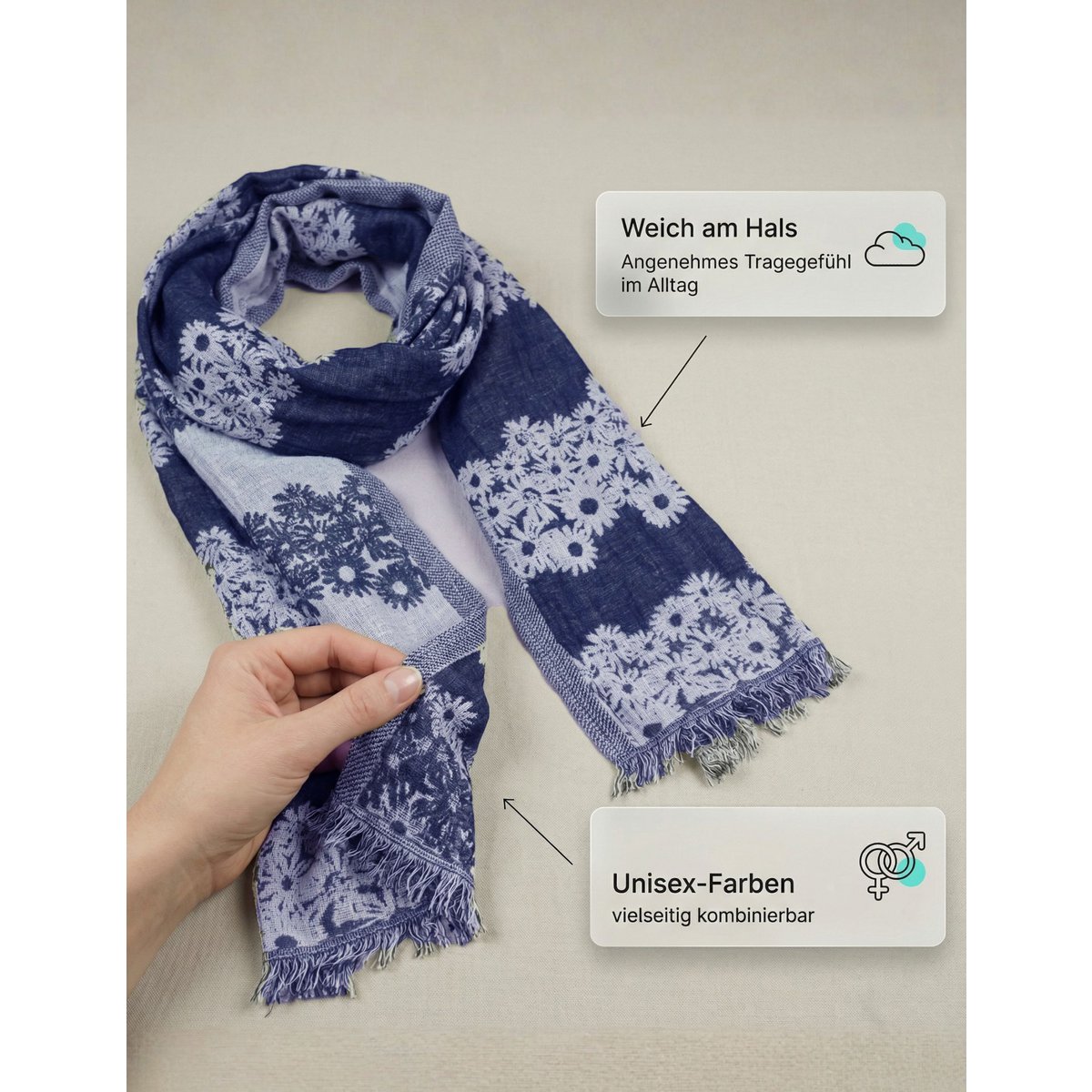 Sunsa dames sjaals, winter sjaalhals gemaakt van katoen en viscose, damesjaals voor herfst/winter, multifunctionele doek als een sjaal/sjaal of stal/schouderdoek