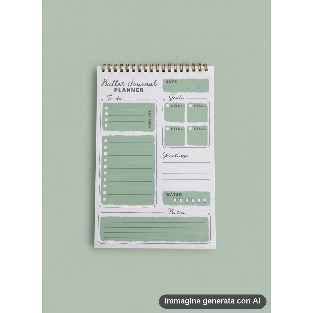 Daily Goals Bullet Journal Planner - Green Layout