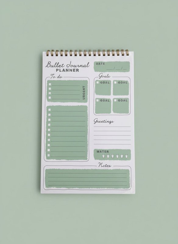 Planificador Bullet Journal de objetivos diarios - Diseño verde