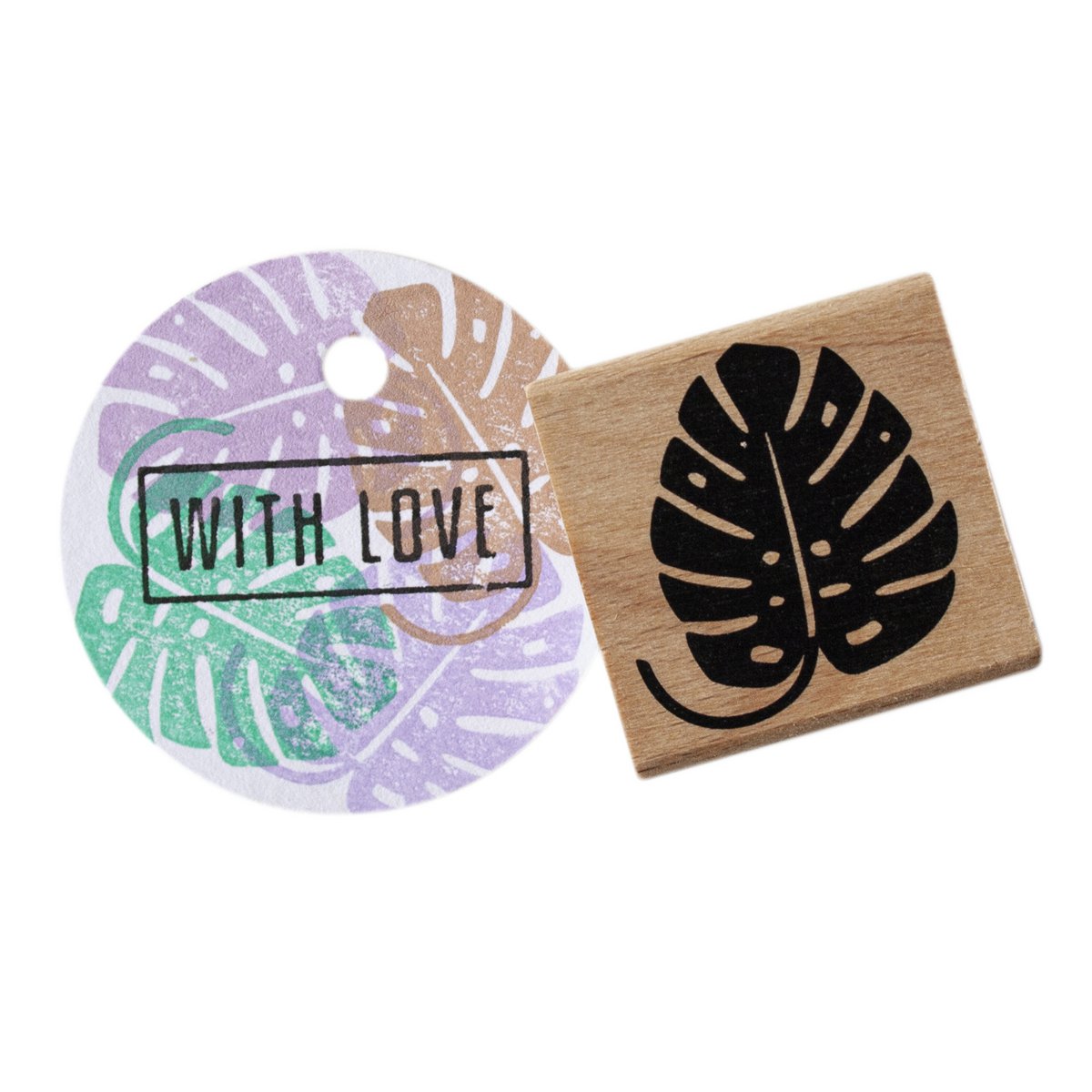 Monstera Blatt Holzstempel
