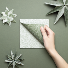 Juleorigamipapir - grangrene grøn og mint - 25 ark dobbeltsidet genbrugspapir