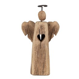 Deko-Statue Engel 22 cm aus braunem Holz