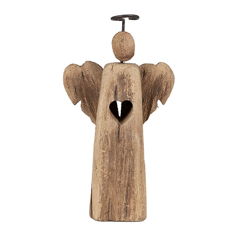 Deko-Statue Engel 22 cm aus braunem Holz