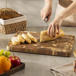 Akazien Schneidebrett Set 3 teilig | Premium Holz Schneidebretter | Geschenkfertiges Küchenset