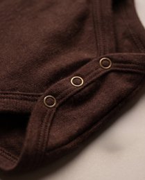 Woolen Wrap romper long sleeves - Merino wool - Chocolate fondant