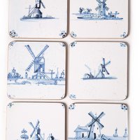Coasters , Delft Blue Tiles - Windmills