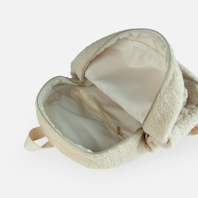 Mochila de peluche - beige