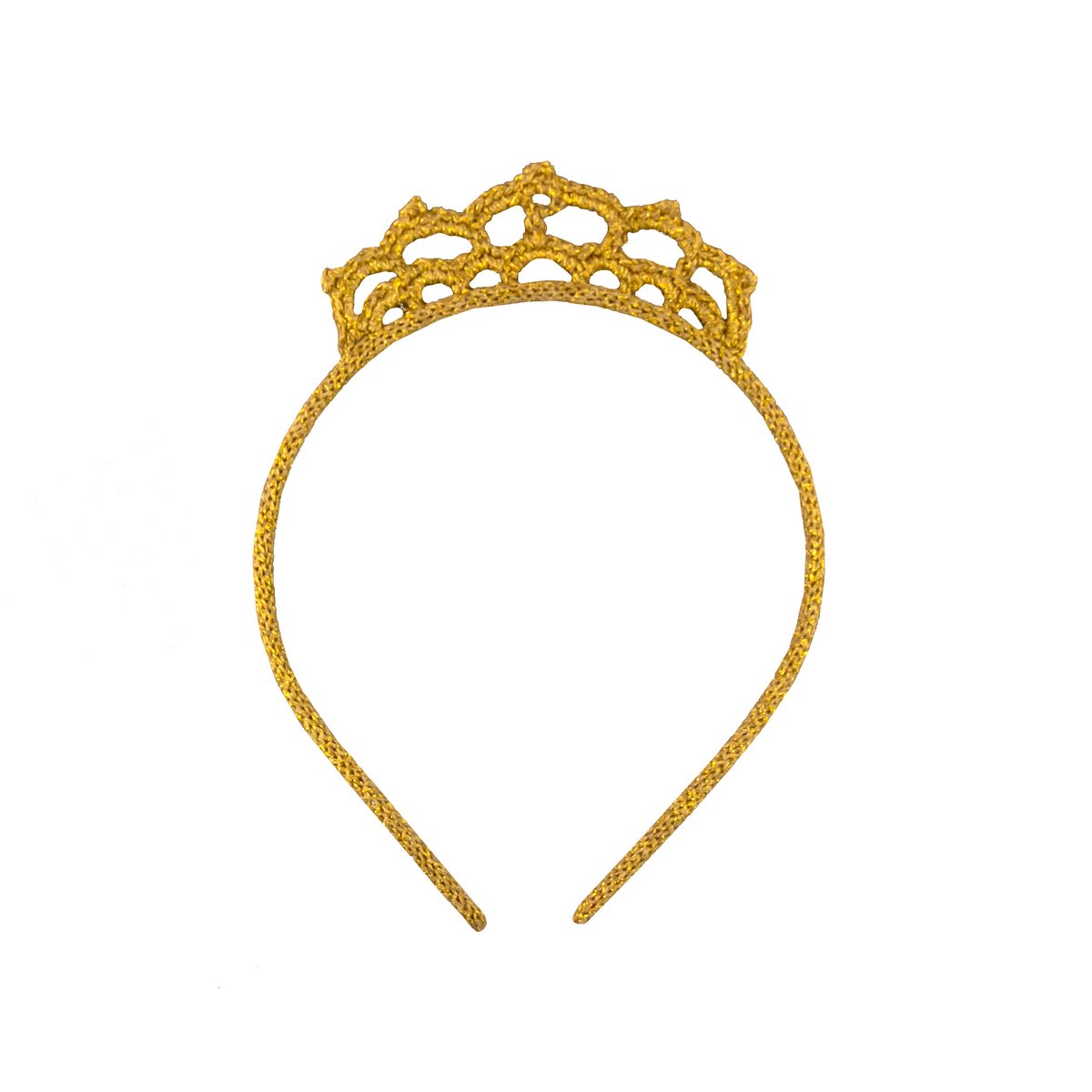 Fascia per capelli all'uncinetto Corona dorata