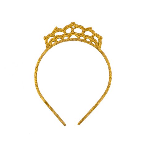 Haarband Häkelkrone Gold
