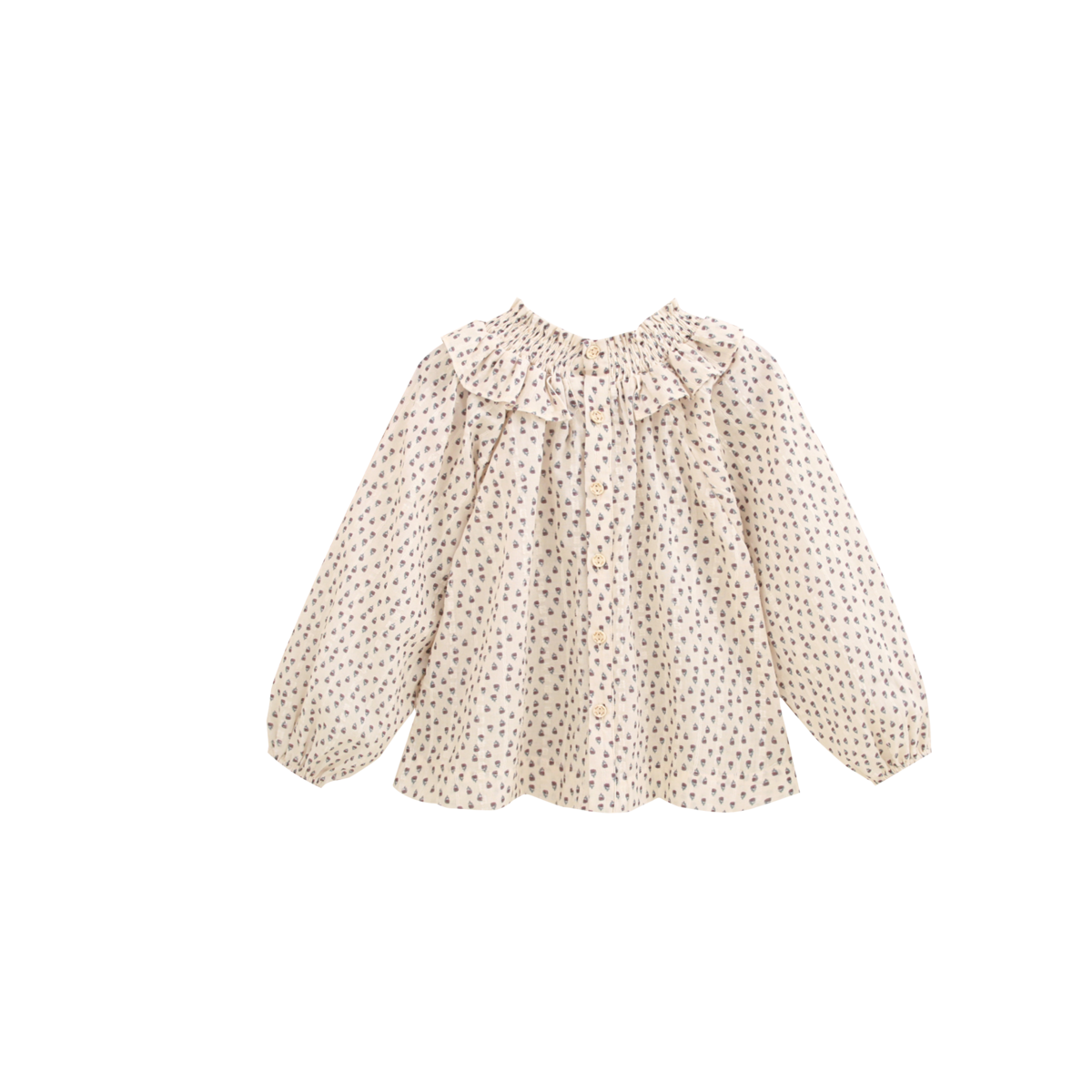 Meisjesblouse met ruches aan de halslijn en bloemenprint P74-11604101
