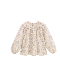 Pigebluse med flæseudskæring og blomsterprint P74-11604101