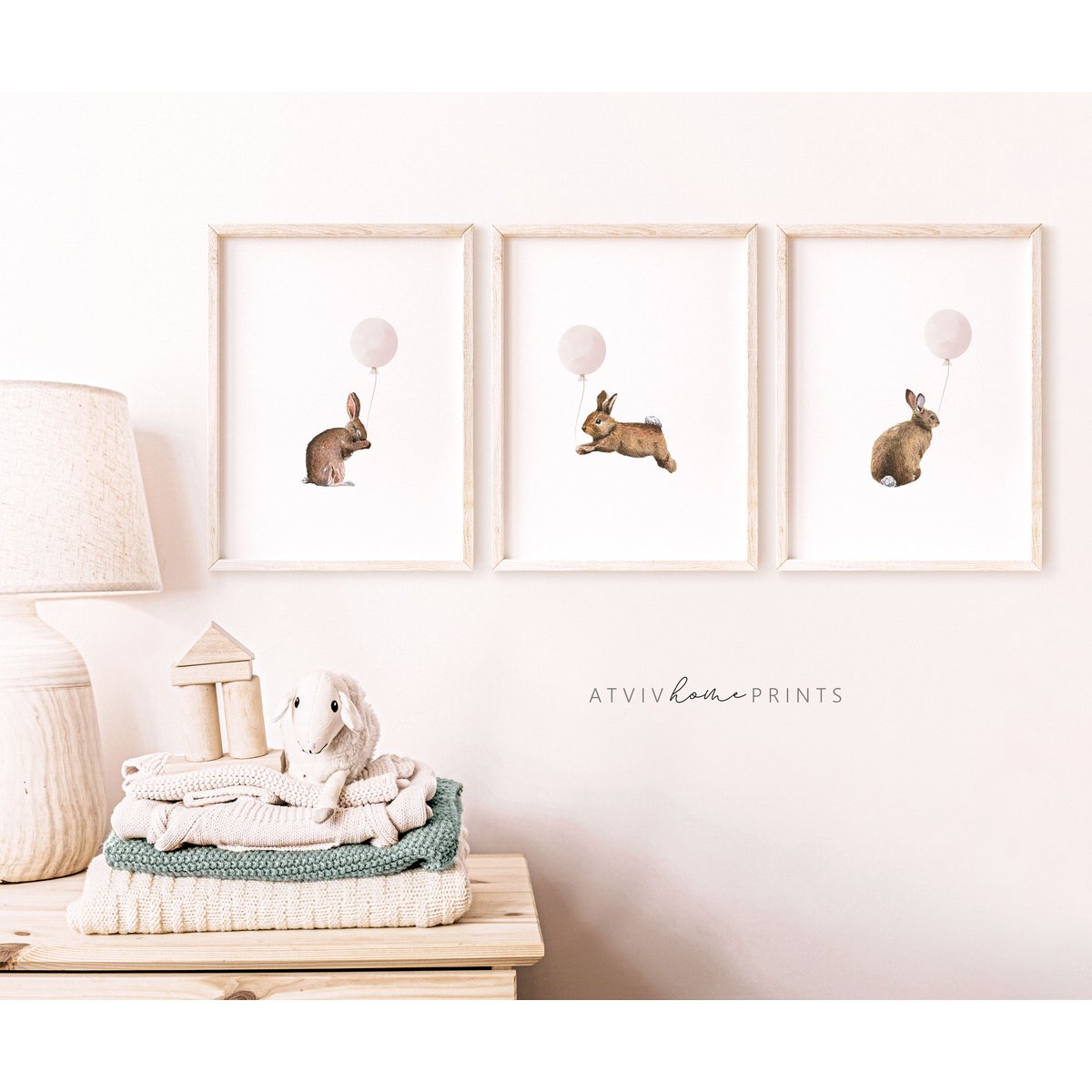 Lapin avec affiche de ballon rose, affiche de lapin, affiche de ballon, affiche de lapin mignon, affiche de chambre de filles roses, imprimé de lapin mignon, impression d'art de crèche de filles, chambre de filles