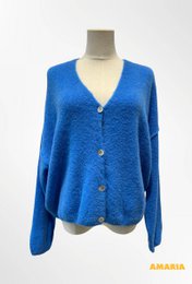 Dame cardigan - Premium kvalitet - Blød strik dyb V-hals med knapper - ALPACA/ULD - 23050