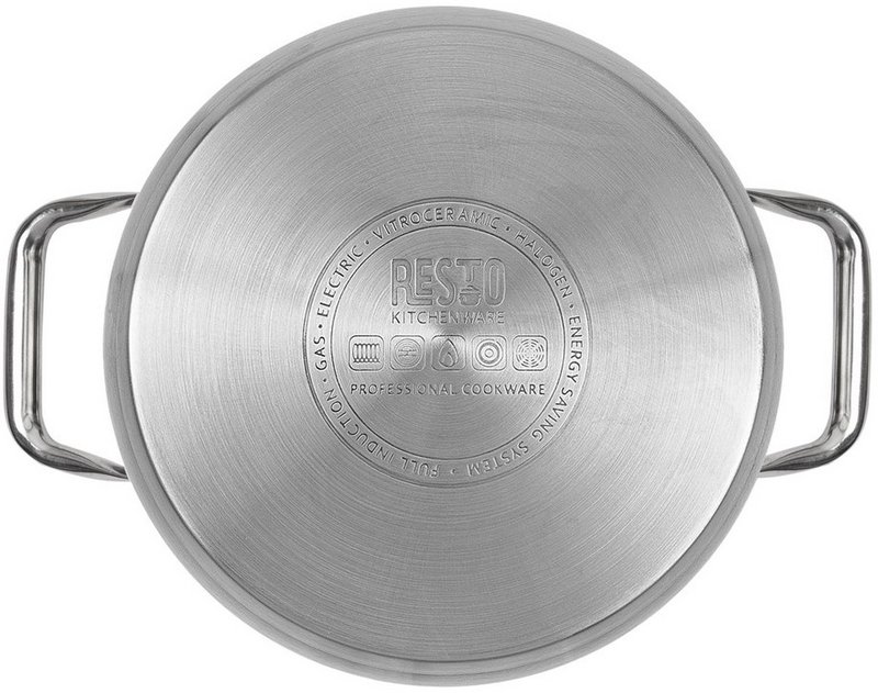 RESTO 92003 Pentola Libra - 3,6 litri - Rotonda Ø20 cm - Acciaio inossidabile - Pentola a induzione - Padella con coperchio in vetro
