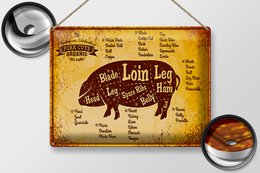Tin sign butcher shop 40x30cm Pig Pork cuts organic